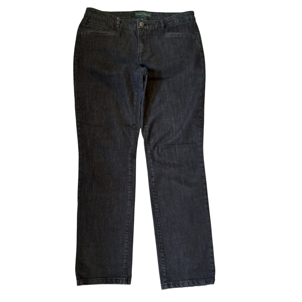 Ralph‎ Lauren black denim mid rise straight leg jeans SIZE 8